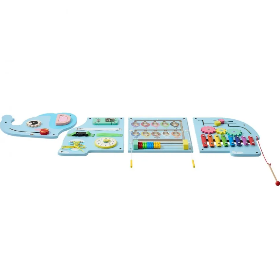 VEVOR Wall Busy Board, 14-in-1 Elephant Montessori Sensory Activity Panels, Learning Activity Center for Daycare, Classroom, Playroom, and Home, Sturdy Wooden Educational Toys, with Mounting Hardware
