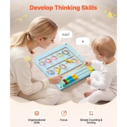 VEVOR Wall Busy Board, 14-in-1 Elephant Montessori Sensory Activity Panels, Learning Activity Center for Daycare, Classroom, Playroom, and Home, Sturdy Wooden Educational Toys, with Mounting Hardware