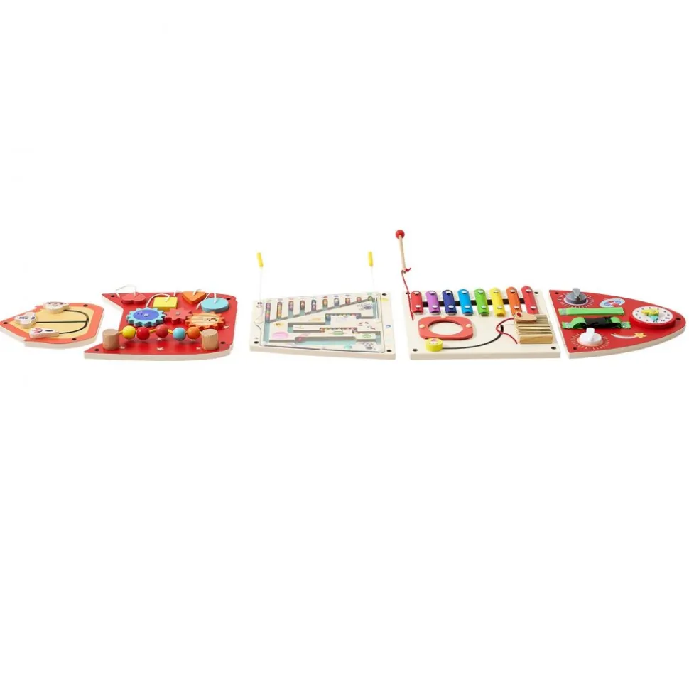 VEVOR Wall Busy Board, 13-in-1 Rocket Montessori Sensory Activity Panels, Learning Activity Center for Daycare, Classroom, Playroom, and Home, Sturdy Wooden Educational Toys, with Mounting Hardware