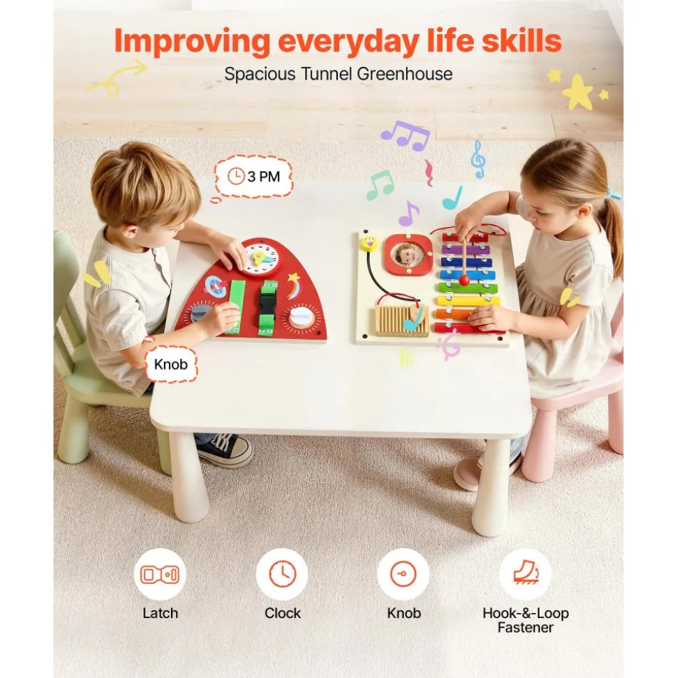 VEVOR Wall Busy Board, 13-in-1 Rocket Montessori Sensory Activity Panels, Learning Activity Center for Daycare, Classroom, Playroom, and Home, Sturdy Wooden Educational Toys, with Mounting Hardware