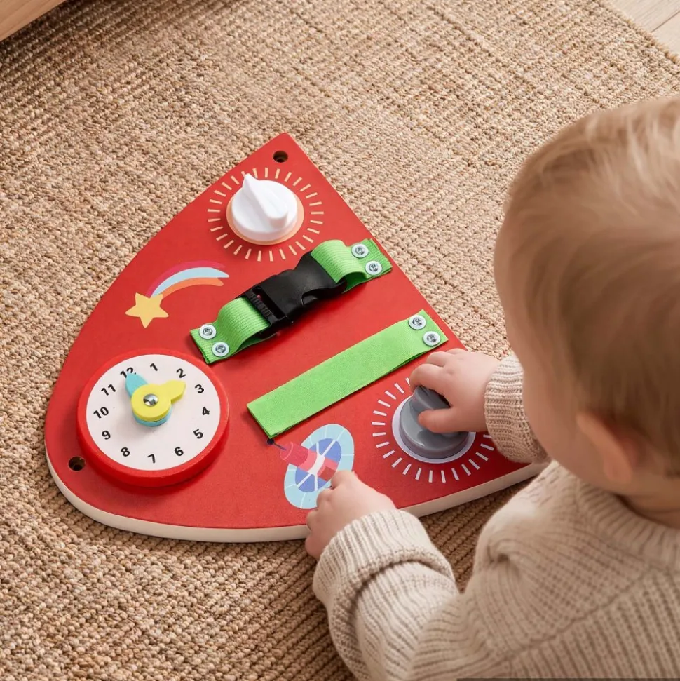 VEVOR Wall Busy Board, 13-in-1 Rocket Montessori Sensory Activity Panels, Learning Activity Center for Daycare, Classroom, Playroom, and Home, Sturdy Wooden Educational Toys, with Mounting Hardware