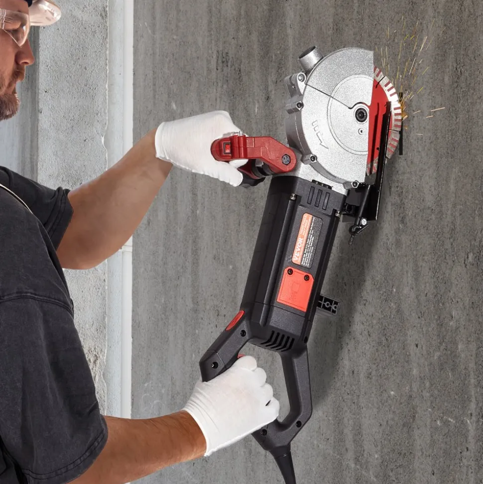 VEVOR Wall Chaser, 2500W 38mm/1.5" Cutting Width,Wall Groove Cutting Machine 52mm/2" Cutting Depth,Wall Slotting Machine With 5 Saw Blades 6.3" Diameter 6300r/Min,One-time Forming Dustless