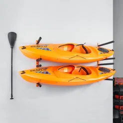 VEVOR Wall Kayak Storage Rack, 4-Capacity Wall Mounted Kayak Holders for Kayak Canoe Paddle Board, Kayak Storage Hooks with Adjustable Padded Arms, 400 LBS Load Kayak Hanger for Indoor Outdoor Garage