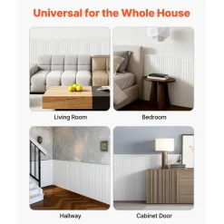 VEVOR Wall Molding Kit, Wainscoting Panels, Lightweight Paintable Polystyrene, Easy to Install,  Wide & Narrow Accent Wall Trim for Interior Décor Living Room, Bedroom, White (77.5 x 38.6 in )