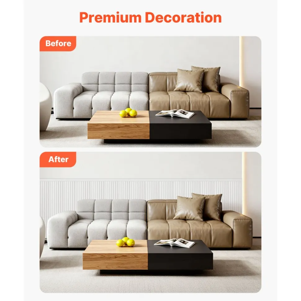 VEVOR Wall Molding Kit, Wainscoting Panels, Lightweight Paintable Polystyrene, Easy to Install, Wide & Narrow Accent Wall Trim for Interior Décor Living Room, Bedroom, White (77.5 x 38.6 in )