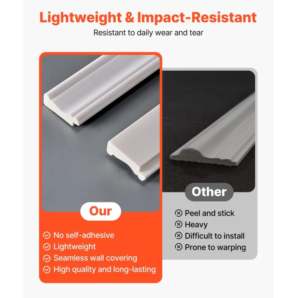 VEVOR Wall Molding Kit, Wainscoting Panels, Lightweight Paintable Polystyrene, Easy to Install, Wide & Narrow Accent Wall Trim for Interior Décor Living Room, Bedroom, White (77.5 x 38.6 in )