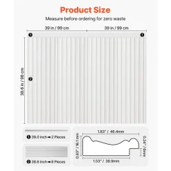 VEVOR Wall Molding Kit, Wainscoting Panels, Lightweight Paintable Polystyrene, Easy to Install, Wide & Narrow Accent Wall Trim for Interior Décor Living Room, Bedroom, White (77.5 x 38.6 in )