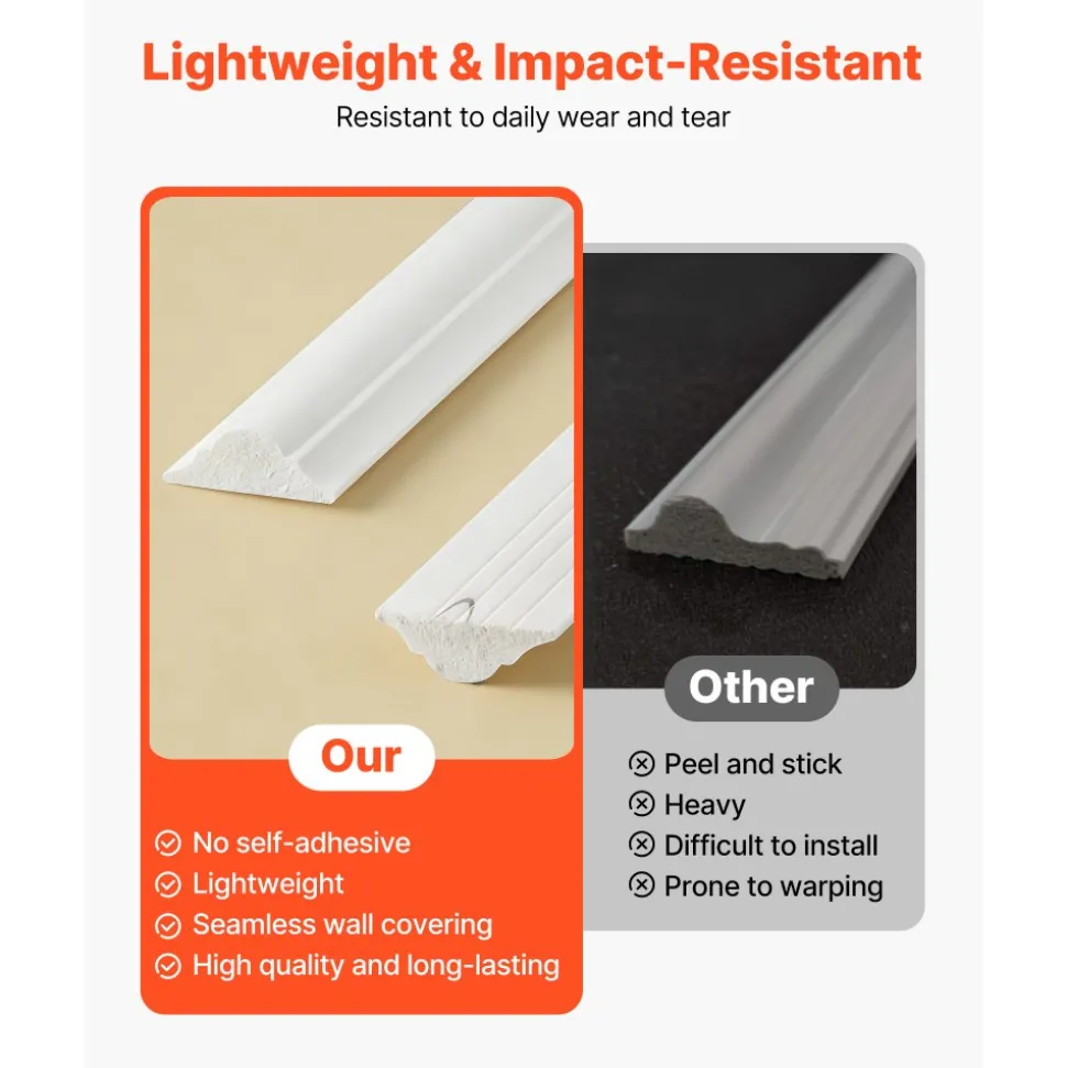 VEVOR Wall Molding 3 Pack, Wainscoting Panels Kit, Lightweight Paintable Polystyrene, Easy to Install Accent Wall Trim for Interior Décor Living Room, Bedroom, Home, White (31x63 + 31x24 in)