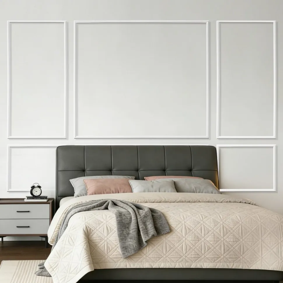 VEVOR Wall Molding 3 Pack, Wainscoting Panels Kit, Lightweight Paintable Polystyrene, Easy to Install Accent Wall Trim for Interior Décor Living Room, Bedroom, Home, White (31x63 + 31x24 in)