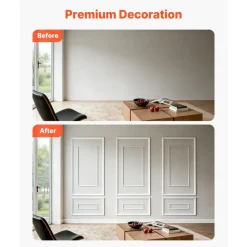 VEVOR Wall Molding 3 Pack, Wainscoting Panels Kit with Dual-Line Wide & Narrow Profile, Lightweight Paintable Polystyrene, Easy to Install Accent Wall Trim for Interior Living Room, Bedroom,White