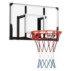 VEVOR Wall Mount Basketball Hoop, 44-inch PC Backboard Mounted Basketball Hoop Outdoor with Solid Steel, 0.08 inch Thickened Backboard, Thickened Woven Nylon Basketballs Net, Indoor & Outdoor Use