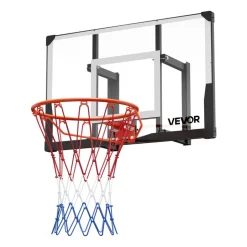 VEVOR Wall Mount Basketball Hoop, 44-inch PC Backboard Mounted Basketball Hoop Outdoor with Solid Steel, 0.08 inch Thickened Backboard, Thickened Woven Nylon Basketballs Net, Indoor & Outdoor Use