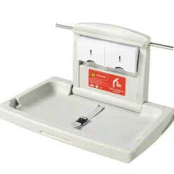 VEVOR Wall-Mounted Baby Changing Station, Horizontal Foldable Diaper Change Table with Safety Straps and Hanging Rods, Use in Commercial Bathrooms,  Daycare Centers for Newborns & Infant
