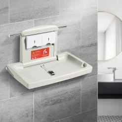 VEVOR Wall-Mounted Baby Changing Station, Horizontal Foldable Diaper Change Table with Safety Straps and Hanging Rods, Use in Commercial Bathrooms,  Daycare Centers for Newborns & Infant