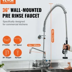 VEVOR Wall-Mounted Brass Kitchen Faucet, 36