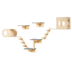 VEVOR Wall Mounted Cat Shelves, Cat Wall Shelves and Perches with Jumping Boards, Cat Beds, Hammocks & Cat Tree, Cat Furniture and Shelves up to 40 lbs for Sleeping, Playing, Climbing, Set of 7