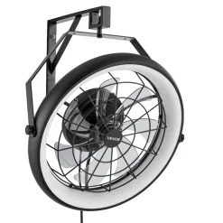 VEVOR Wall Mounted Fan with Lights, 22 inch Wall Mount Fan with Remote, 6 Speeds Plug in Wall Fan, Reversible, Dimmable 3-color Lighting, Timer, 360°Adjustable Tilt for Workshop, Patio, Home