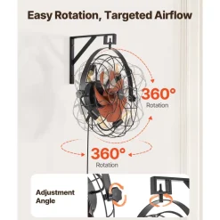 VEVOR Wall Mounted Fan with Lights, 21 inch Wall Mount Fan with Remote, 6 Speeds Plug in Wall Fan, Timer, 360°Adjustable Tilt for Bedroom,Garage,Workshop (Compatible 4 E26 Bulb Sockets,No Bulb)