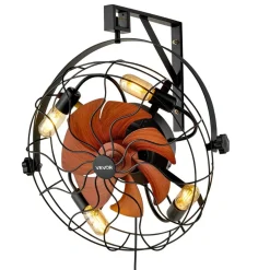 VEVOR Wall Mounted Fan with Lights, 21 inch Wall Mount Fan with Remote, 6 Speeds Plug in Wall Fan, Timer, 360°Adjustable Tilt for Bedroom,Garage,Workshop (Compatible 4 E26 Bulb Sockets,No Bulb)