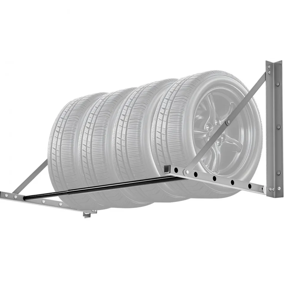 VEVOR Wall Mounted Folding Tire Rack, 32" - 48" Adjustable Tire Rack, Q235 Heavy-Duty Steel Tire Storage Rack for R14-R20 inch Standard Tires, Max 300lbs Load Capacity for Garage Workshop Repair Shop