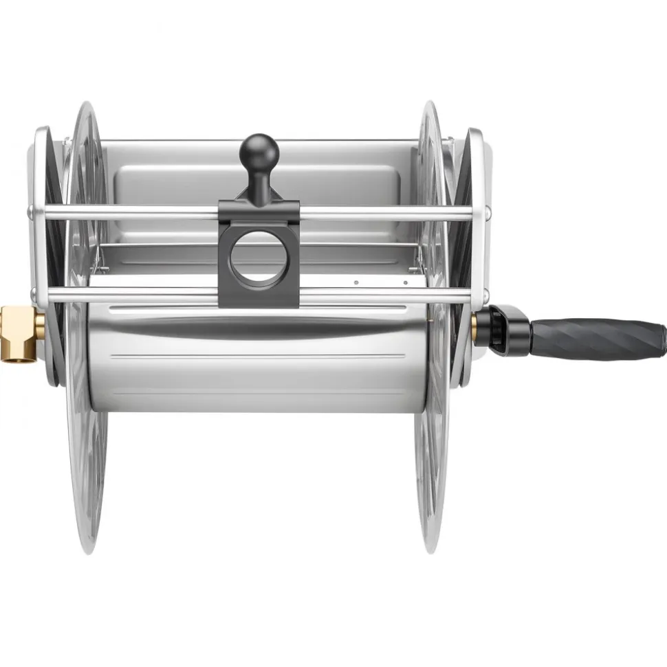 VEVOR Wall Mounted Garden Hose Reel, Holds 135 Feet of 5/8-inch Hose, Outdoor Heavy-Duty Waterhose Holder Winder, with Widened Top Tray, Aluminum Alloy Connector, Decorative Pattern, for Backyards