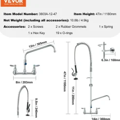 VEVOR Wall-Mounted Kitchen Faucet, 47