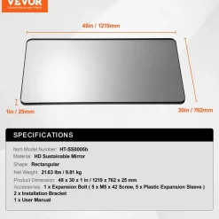 VEVOR Wall Mounted Makeup Mirror, 0.15