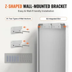 VEVOR Wall Mounted Makeup Mirror, 0.15" Thick, 22" x 30" Mirror with Aluminium Alloy Frame & Explosion-Proof Film, Scratch-Resistant Mirror with Z-Shaped Bracket, Fit for Bathroom/Bedroom/Living Room