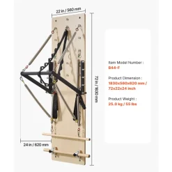 VEVOR Wall Mounted Pilates Reformer Machine, Maple Wood Pilates Springboard, Exercise Equipment with Resistance Springs, Yoga Fitness Trainer, Suitable for Flexibility Balance, Home Gym Studio Workout