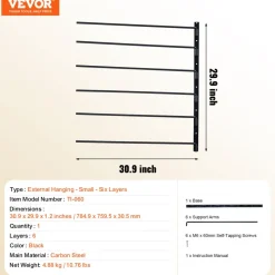 VEVOR Wall Mounted Saddle Rack, 30.9 x 29.9 x 5.5 in, Swing Out Saddle Holder, Six Tiers Horse Saddle Stand, Space Saving Horse Pad and Blanket Rack for Tack Room Organization Trailer Accessories