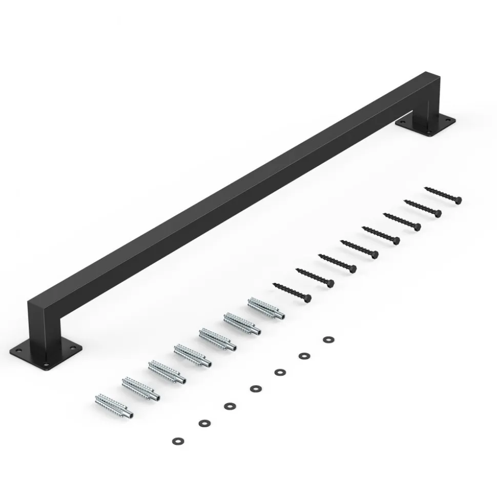 VEVOR Wall Mounted Stair Handrail, 3ft Black Iron Staircase Handrail Indoor, 250lbs Load Capacity, Industrial Railing Hand Rail for Steps, Square Tube for Loft Porch Deck, 2 Sections