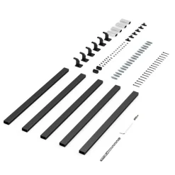VEVOR Wall Mounted Stair Handrail, 15ft Black Aluminum Staircase Handrail Indoor, 250lbs Load Capacity, Industrial Railing Hand Rail for Steps, Square Tube for Loft Porch Deck, 6 Sections