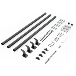 VEVOR Wall Mounted Stair Handrail, 12ft Pipe Staircase Handrail, Black Galvanized Aluminum, 1.26 inch Pipe Diameter, Indoor&Outdoor Staircase Railing,Industrial Hand Rail for Steps,Security Baluster