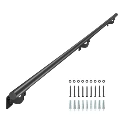 VEVOR Wall Mounted Stair Handrail, 7ft Pipe Staircase Handrail, Black Galvanized Aluminum, 1.26 inch Pipe Diameter, Indoor&Outdoor Staircase Railing,Industrial Hand Rail for Steps,Security Baluster