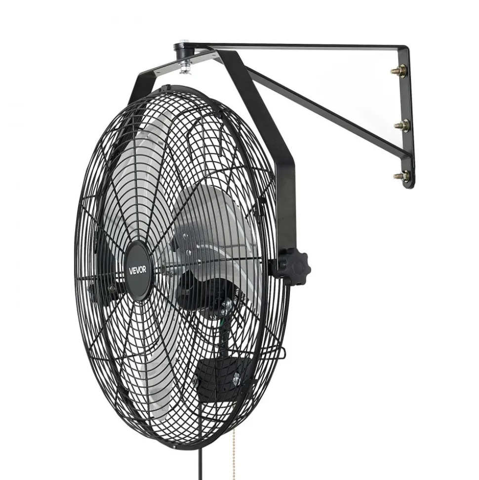 VEVOR Wall Mount Fan, 18 in Wall Mounted Hanging Fan with IP44-rated Protection, 3-Speed, Long Airflow Distance, Adjustable Rotation Angle, Powerful for Industry, Commercial, Garage, Workshop