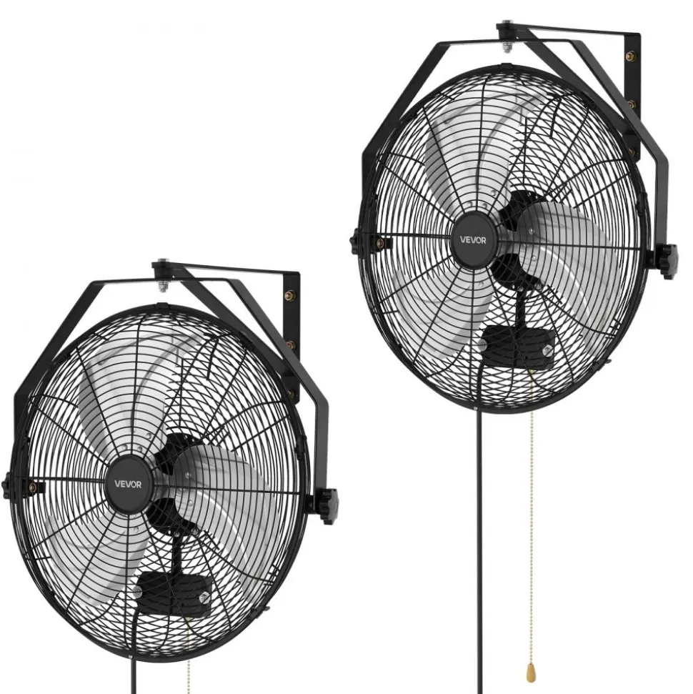 VEVOR Wall Mount Fan, 20 in Wall Mounted Hanging Fan with Oscillating & Mist, Remote, IP44-rated, 3-Speed, 18h Timer, Temperature Control, Powerful for Industry, Commercial, Garage, Workshop, Gym