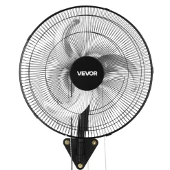 VEVOR Wall Mount Fan, 18 in Wall Mounted Hanging Fan Oscillating, 3-Speed, Long Airflow Distance, Adjustable Rotation Angle, Mechanical Powerful for Industry, Commercial, Garage, Workshop, Gym, Black