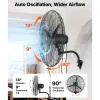 VEVOR Wall Mount Fan, 30 in Wall Mounted Hanging Fan with Oscillating & Mist, IP44-rated, 3-Speed, Powerful Air Reach, Mechanical Control, Long Airflow for Industry, Commercial, Garage, Workshop, Gym