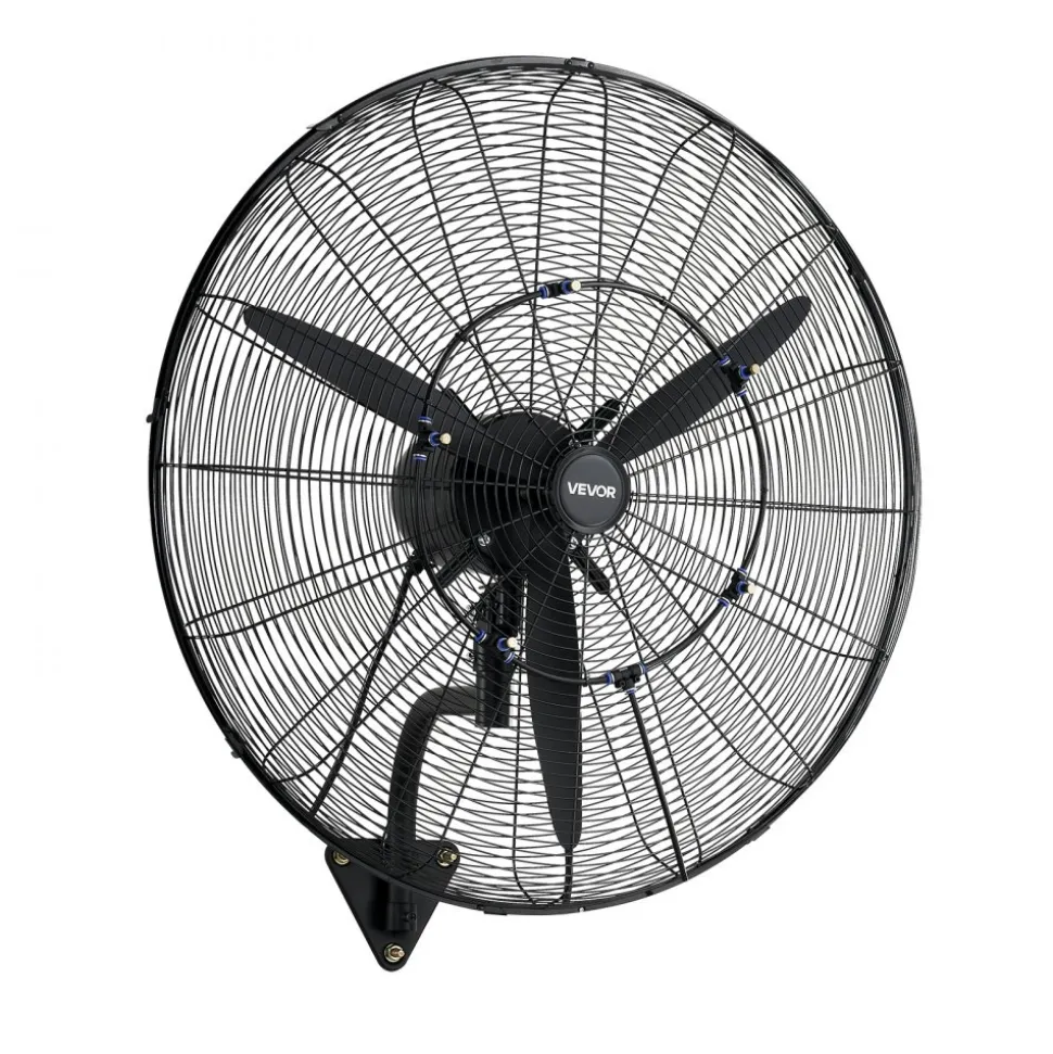 VEVOR Wall Mount Fan, 30 in Wall Mounted Hanging Fan with Oscillating & Mist, IP44-rated, 3-Speed, Powerful Air Reach, Mechanical Control, Long Airflow for Industry, Commercial, Garage, Workshop, Gym