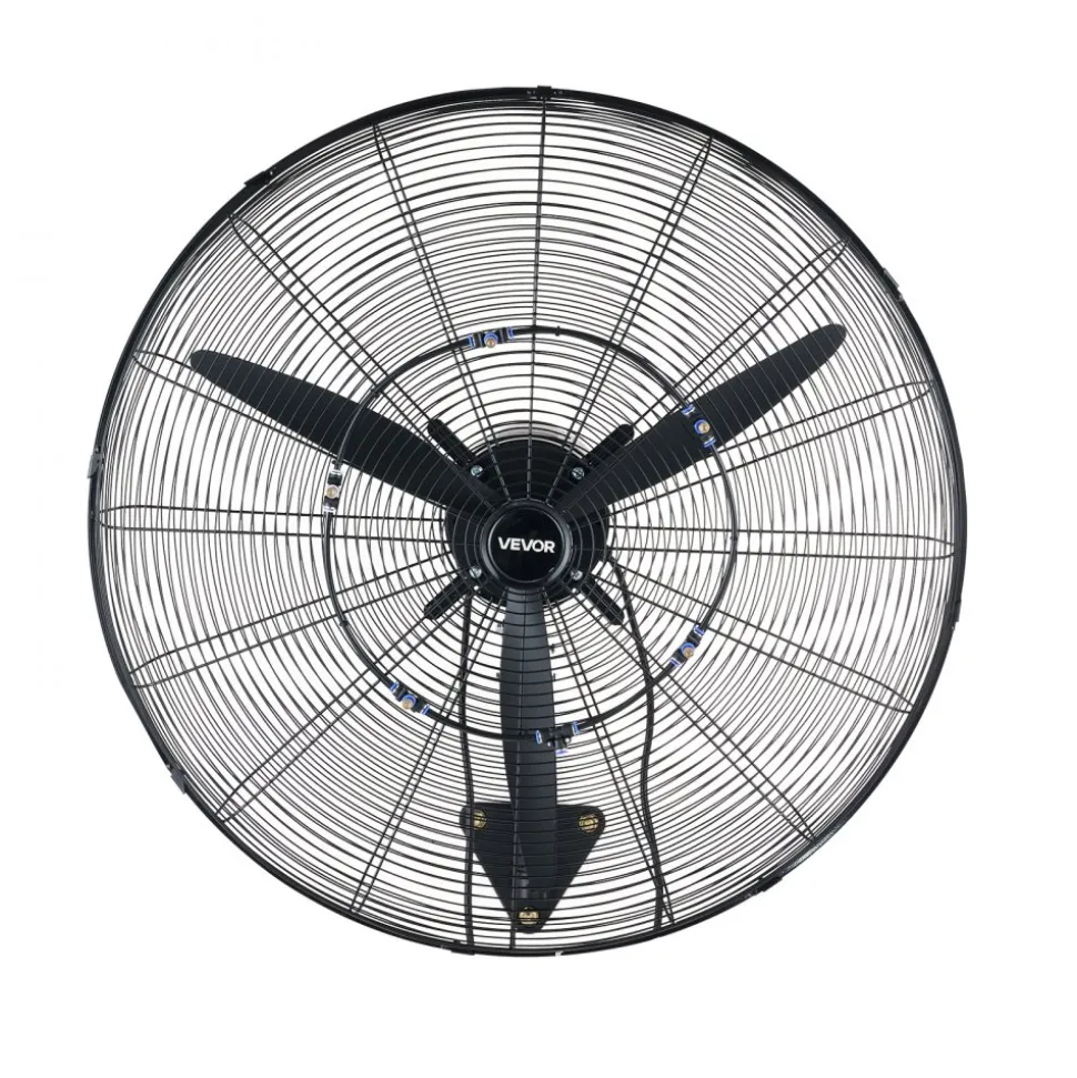 VEVOR Wall Mount Fan, 30 in Wall Mounted Hanging Fan with Oscillating & Mist, IP44-rated, 3-Speed, Powerful Air Reach, Mechanical Control, Long Airflow for Industry, Commercial, Garage, Workshop, Gym