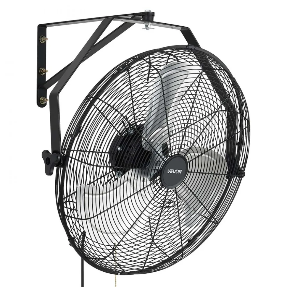 VEVOR Wall Mount Fan, 20 in Wall Mounted Hanging Fan, 3-Speed, Long Airflow Distance, Adjustable Rotation Angle, Mechanical Control, Powerful for Industry, Commercial, Garage, Workshop, Gym, 2 Pack