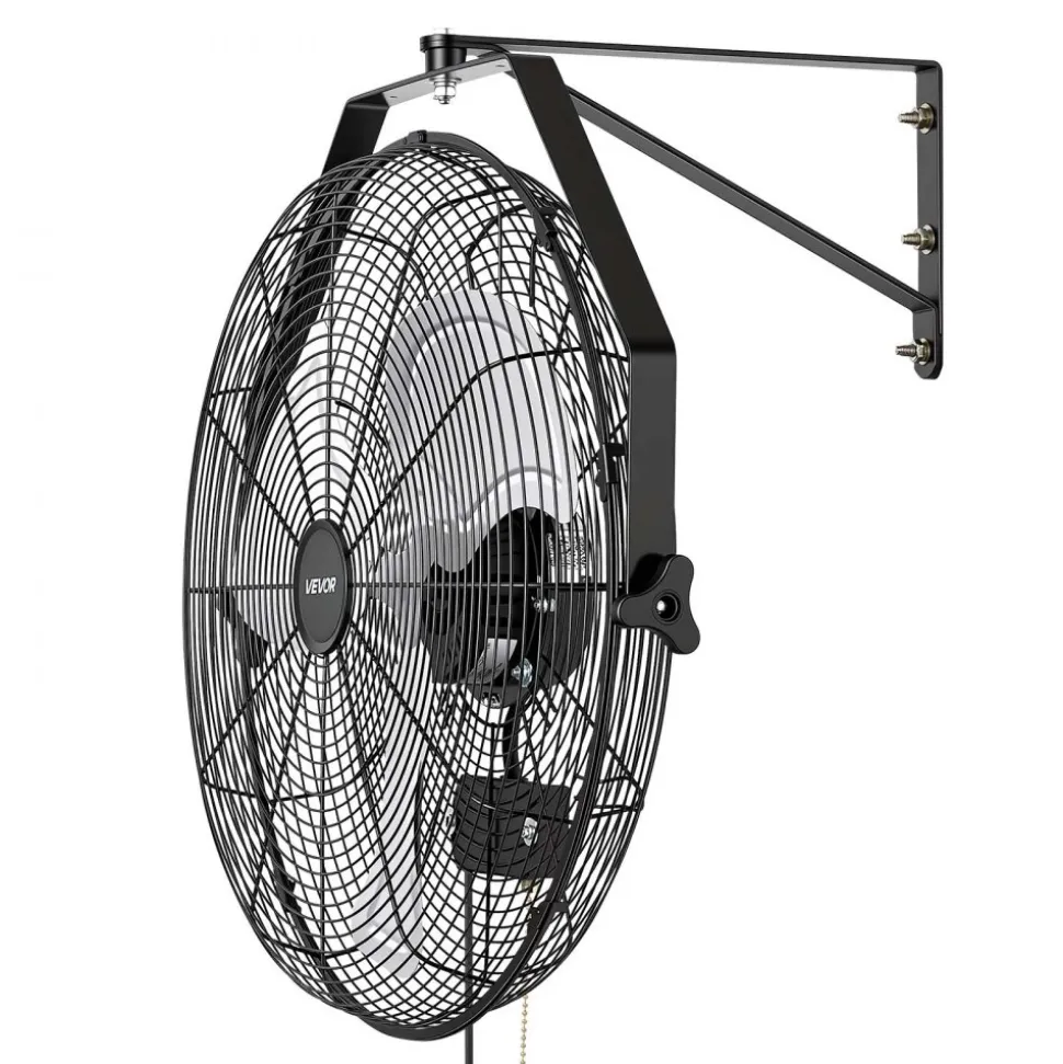 VEVOR Wall Mount Fan, 20 in Wall Mounted Hanging Fan, 3-Speed, Long Airflow Distance, Adjustable Rotation Angle, Mechanical Control, Powerful for Industry, Commercial, Garage, Workshop, Gym, 2 Pack