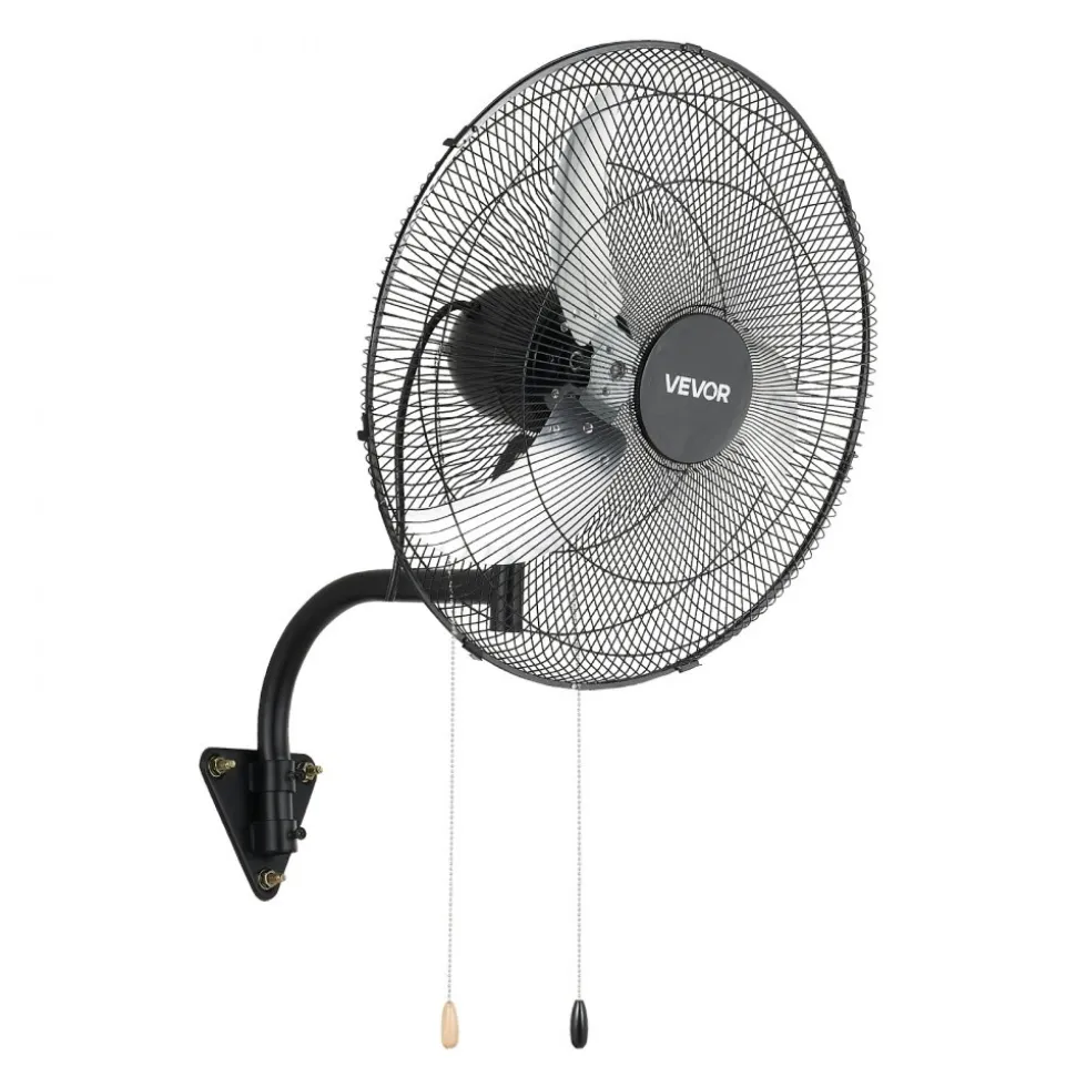 VEVOR Wall Mount Fan, 20 in Wall Mounted Hanging Fan Oscillating, 3-Speed, Long Airflow Distance, Adjustable Rotation Angle, Mechanical Powerful for Industry, Commercial, Garage, Workshop, Gym, 2 Pack