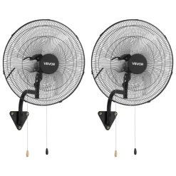 VEVOR Wall Mount Fan, 20 in Wall Mounted Hanging Fan Oscillating, 3-Speed, Long Airflow Distance, Adjustable Rotation Angle, Mechanical Powerful for Industry, Commercial, Garage, Workshop, Gym, 2 Pack