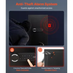 VEVOR Wall Safe, 3-Tier Hidden Wall Mounted Safe with Password & Key, Q235 Cold-Rolled Steel In-Wall Box with LED Lighting, 2 Adjustable Shelves & 5 Key Holders for Money, Jewelry, Passport, Black