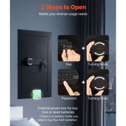 VEVOR Wall Safe, 3-Tier Hidden Wall Mounted Safe with Password & Key, Q235 Cold-Rolled Steel In-Wall Box with LED Lighting, 2 Adjustable Shelves & 5 Key Holders for Money, Jewelry, Passport, Black