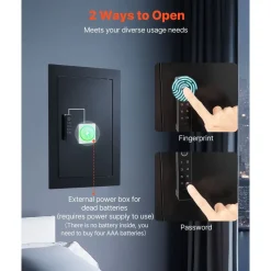 VEVOR Wall Safe, 3-Tier Hidden Wall Safe with Fingerprint, Password, Key & Turning Knob, Q235 Cold-Rolled Steel In-Wall Box with Adjustable Shelves & Key Holders for Money, Jewelry, Passport, Document