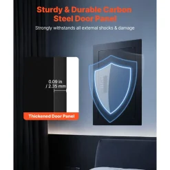 VEVOR Wall Safe, 3-Tier Hidden Wall Safe with Fingerprint, Password, Key & Turning Knob, Q235 Cold-Rolled Steel In-Wall Box with Adjustable Shelves & Key Holders for Money, Jewelry, Passport, Document
