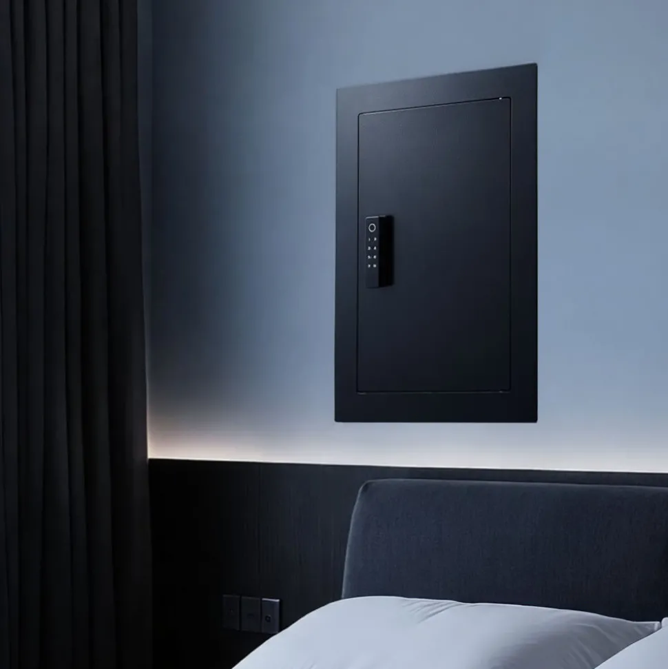 VEVOR Wall Safe, 3-Tier Hidden Wall Safe with Fingerprint, Password, Key & Turning Knob, Q235 Cold-Rolled Steel In-Wall Box with Adjustable Shelves & Key Holders for Money, Jewelry, Passport, Document
