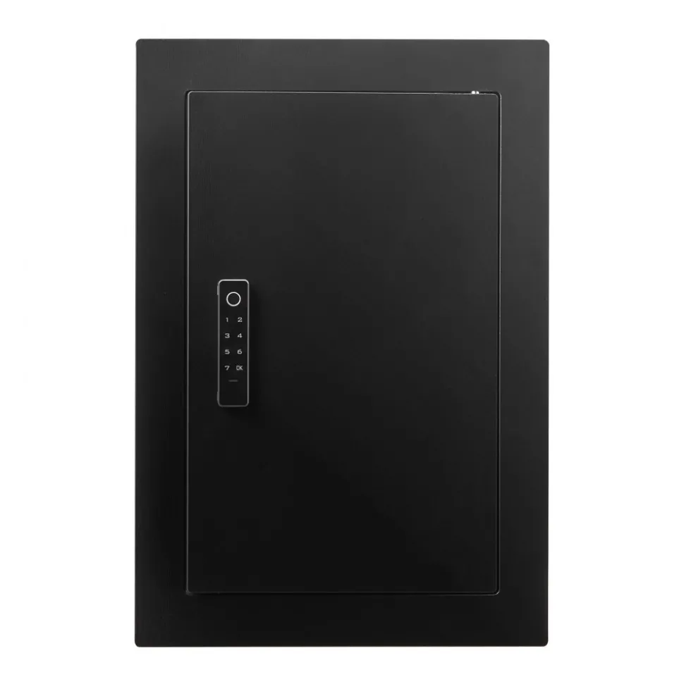 VEVOR Wall Safe, 3-Tier Hidden Wall Safe with Fingerprint, Password, Key & Turning Knob, Q235 Cold-Rolled Steel In-Wall Box with Adjustable Shelves & Key Holders for Money, Jewelry, Passport, Document
